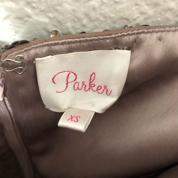 Parker brown sequins chiffon silk Strapless dress - Picture 8 of 8